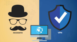 Person browsing the internet privately using a secure VPN and incognito mode, symbolizing anonymous web activity and online privacy protection.