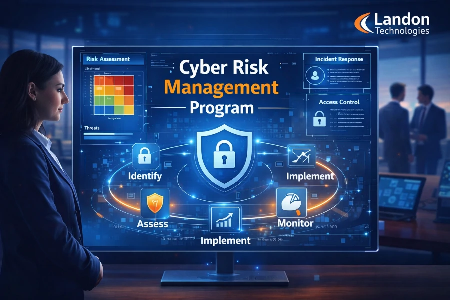 Cyber risk management program helping businesses identify, assess, monitor, and reduce cybersecurity risks.