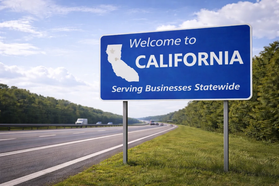 Welcome sign representing managed IT services coverage across California
