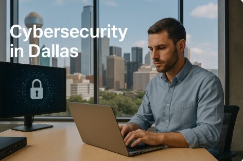 IT professional securing business data with cybersecurity services in Dallas, Texas.