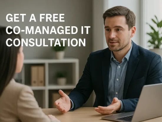 IT consultant meeting with a business professional to discuss co-managed IT services in Florida.