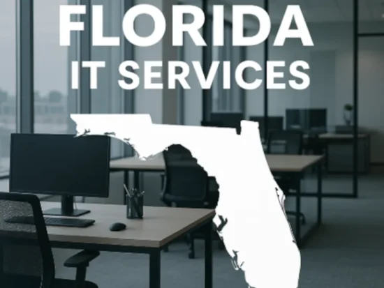 Professional IT specialist providing managed IT services in Florida, working at a modern office desk.