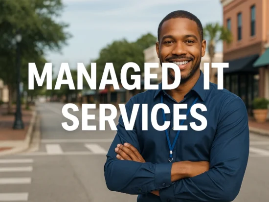 Professional IT technician in downtown Orange Park, Florida, representing managed IT services and local business technology support.