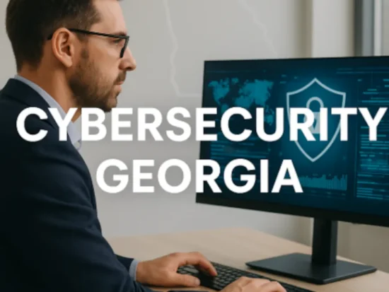 IT professional securing business data with cybersecurity services in Georgia.