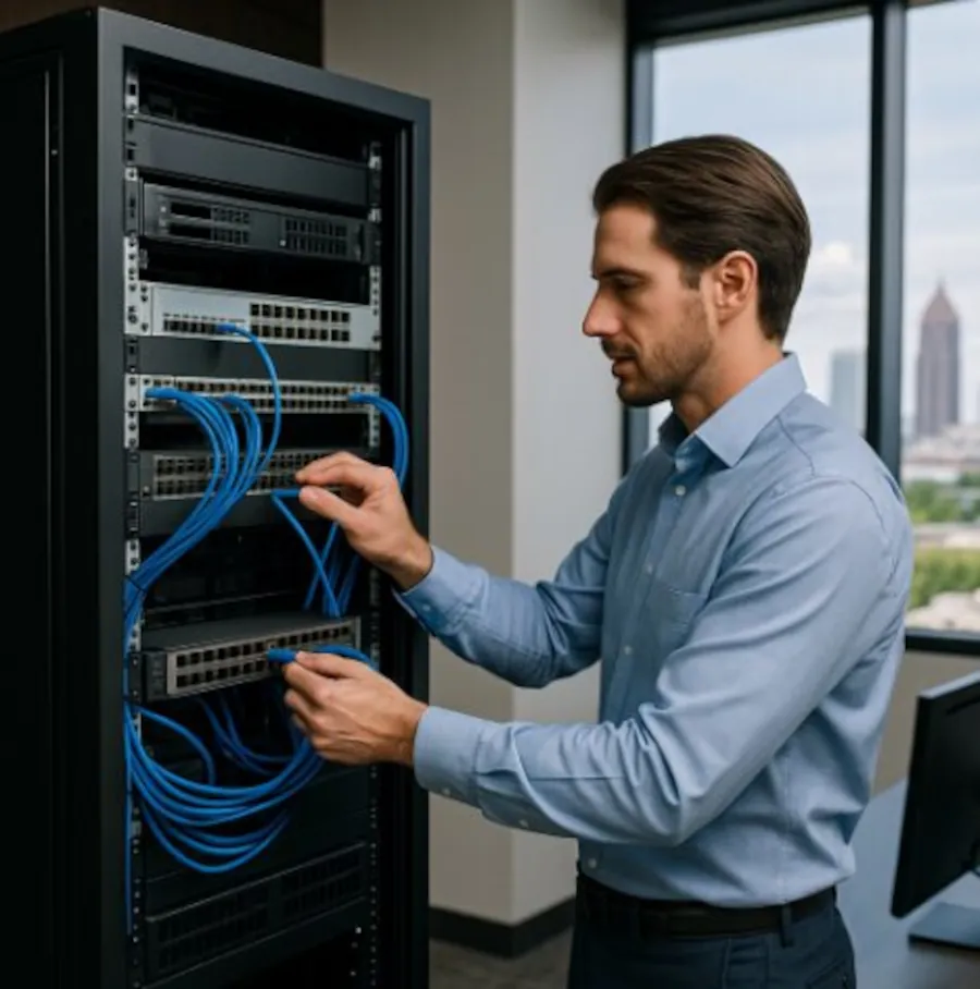 Professional IT technician providing local businesses with Alpharetta Managed IT Services.